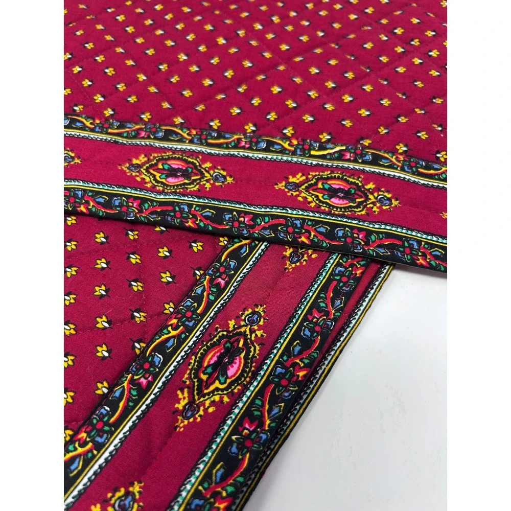 Valdrome Quilted Table‎ Runner 38x17 Burgundy Floral Border